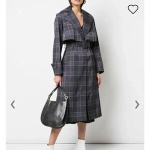 Vince Marine Plaid Lightweight Trench Coat Blue Size XS